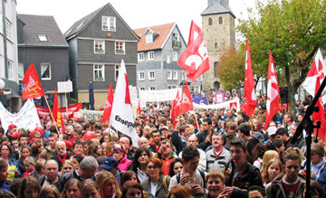 Demonstration gegen die KONE-Schließung in Hattingen